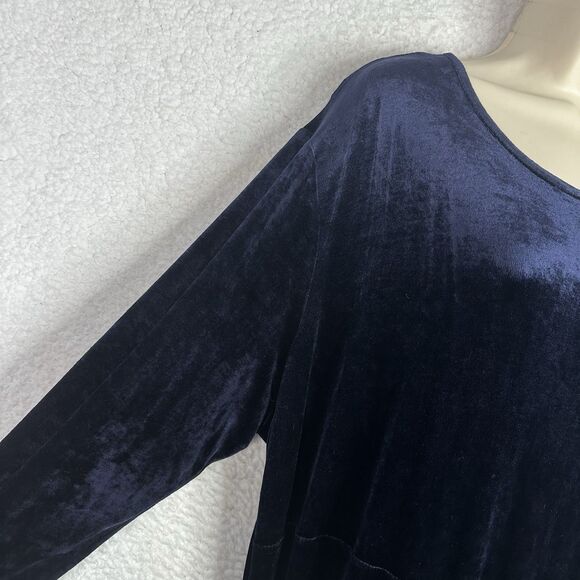 Adrienne Vittadini Woman 2X Navy Velvet Maxi Dress Long Sleeve Plus Size Party - Picture 5 of 9